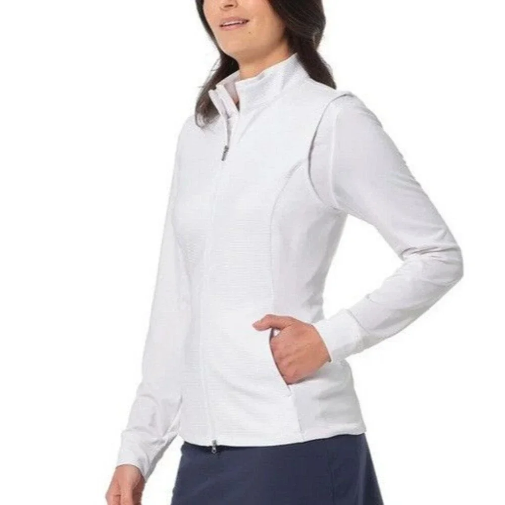 NWT Greg Norman Women's Ribbed Vest White Size - Picture 2 of 3